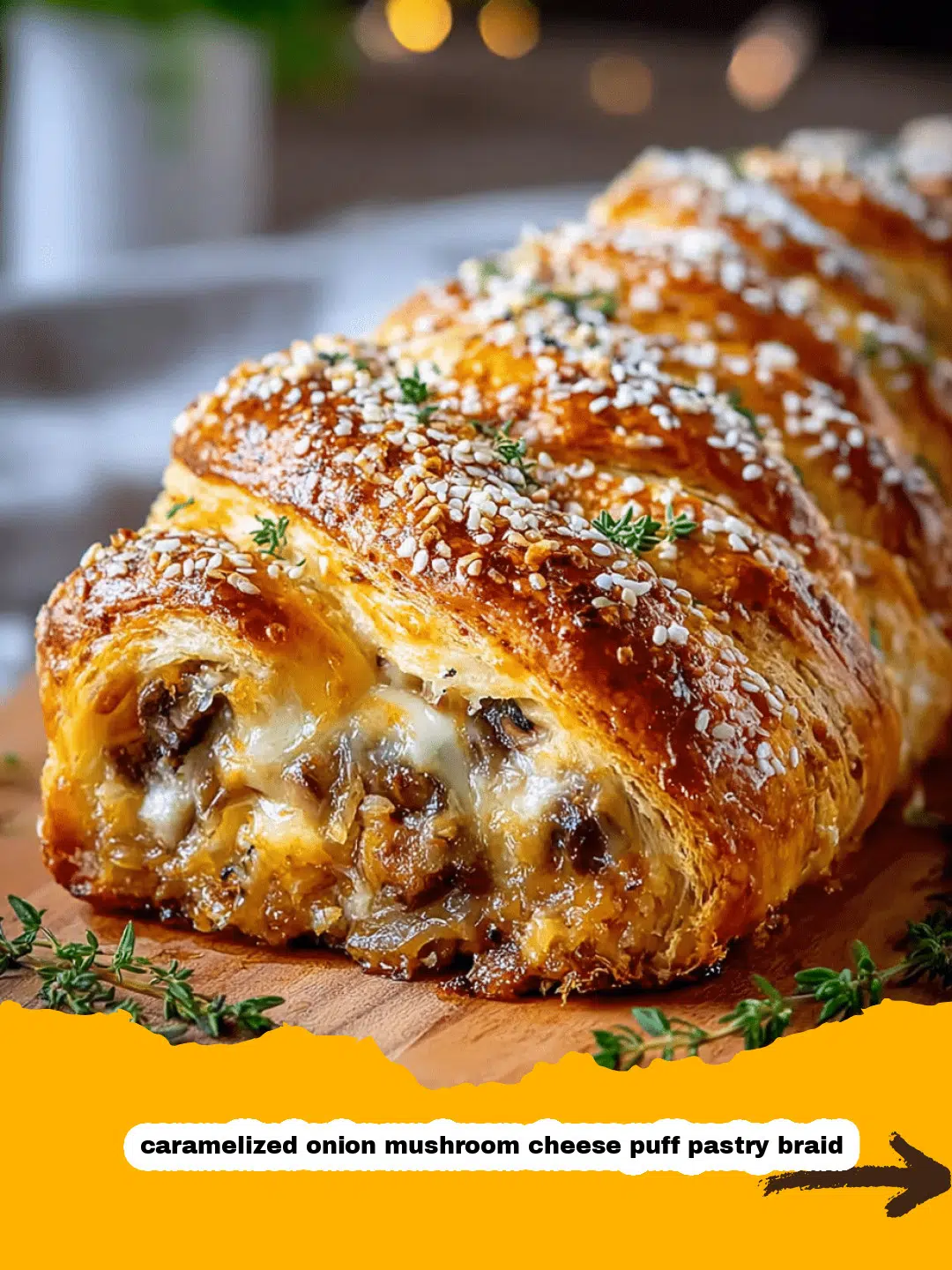 Caramelized Onion Mushroom Cheese Puff Pastry Braid Preparation