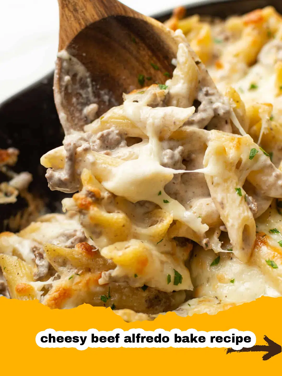 Cheesy Beef Alfredo Bake Preparation