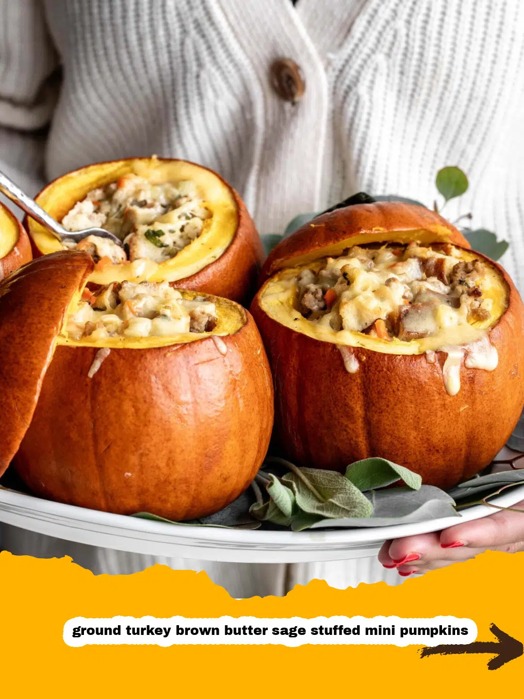 Ground Turkey Brown Butter Sage Stuffed Mini Pumpkins Preparation