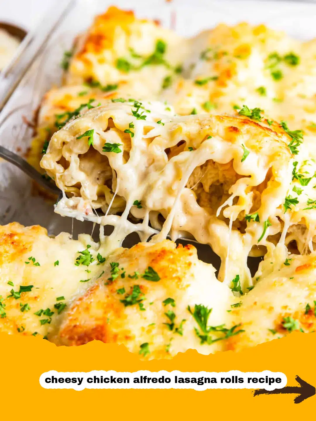 Preparation of Cheesy Chicken Alfredo Lasagna Rolls with noodles and sauce Hands preparing cheesy chicken alfredo lasagna rolls on a baking sheet with creamy filling and shredded cheese