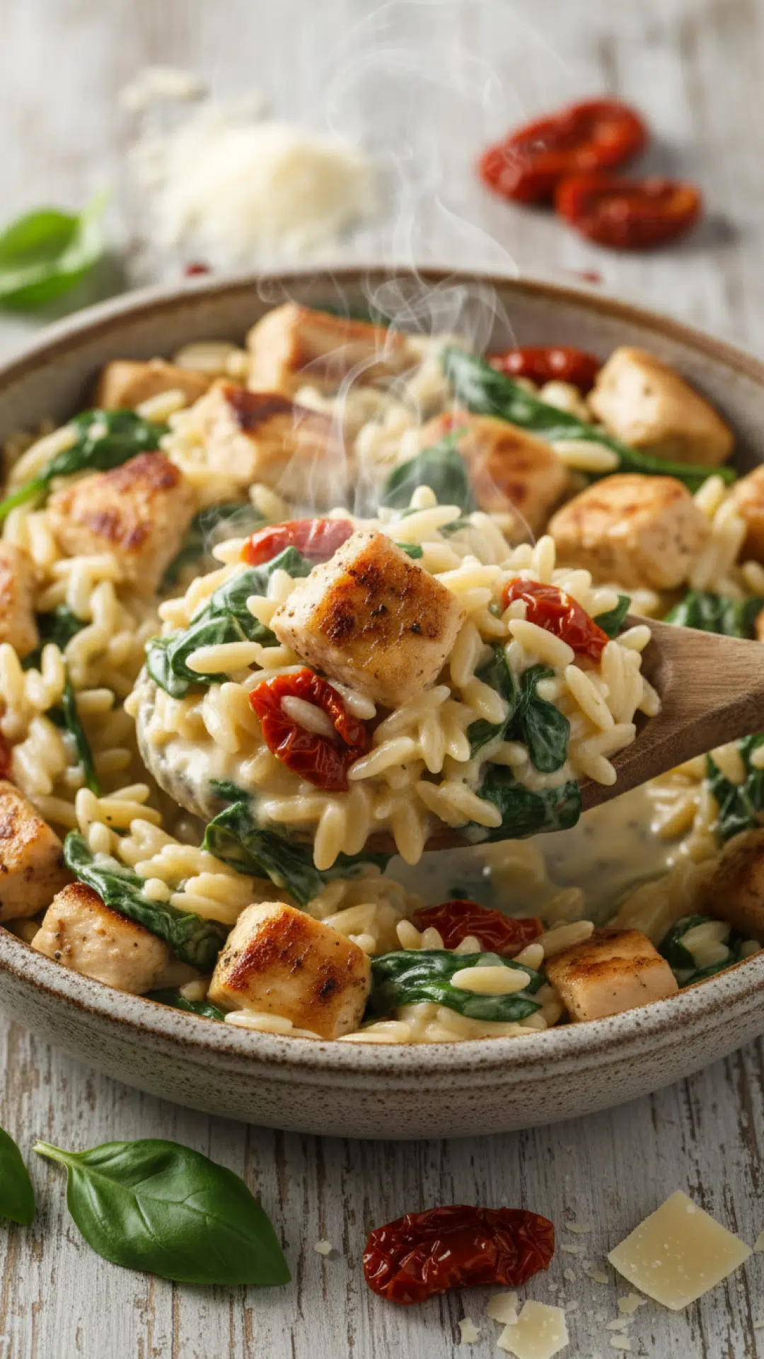 One-Pot Lemon Garlic Chicken Orzo Preparation