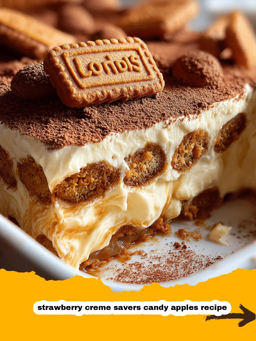 Homemade Strawberry Creme Saver Candy Apples Bright red candy apple coated with strawberry creme and white swirls