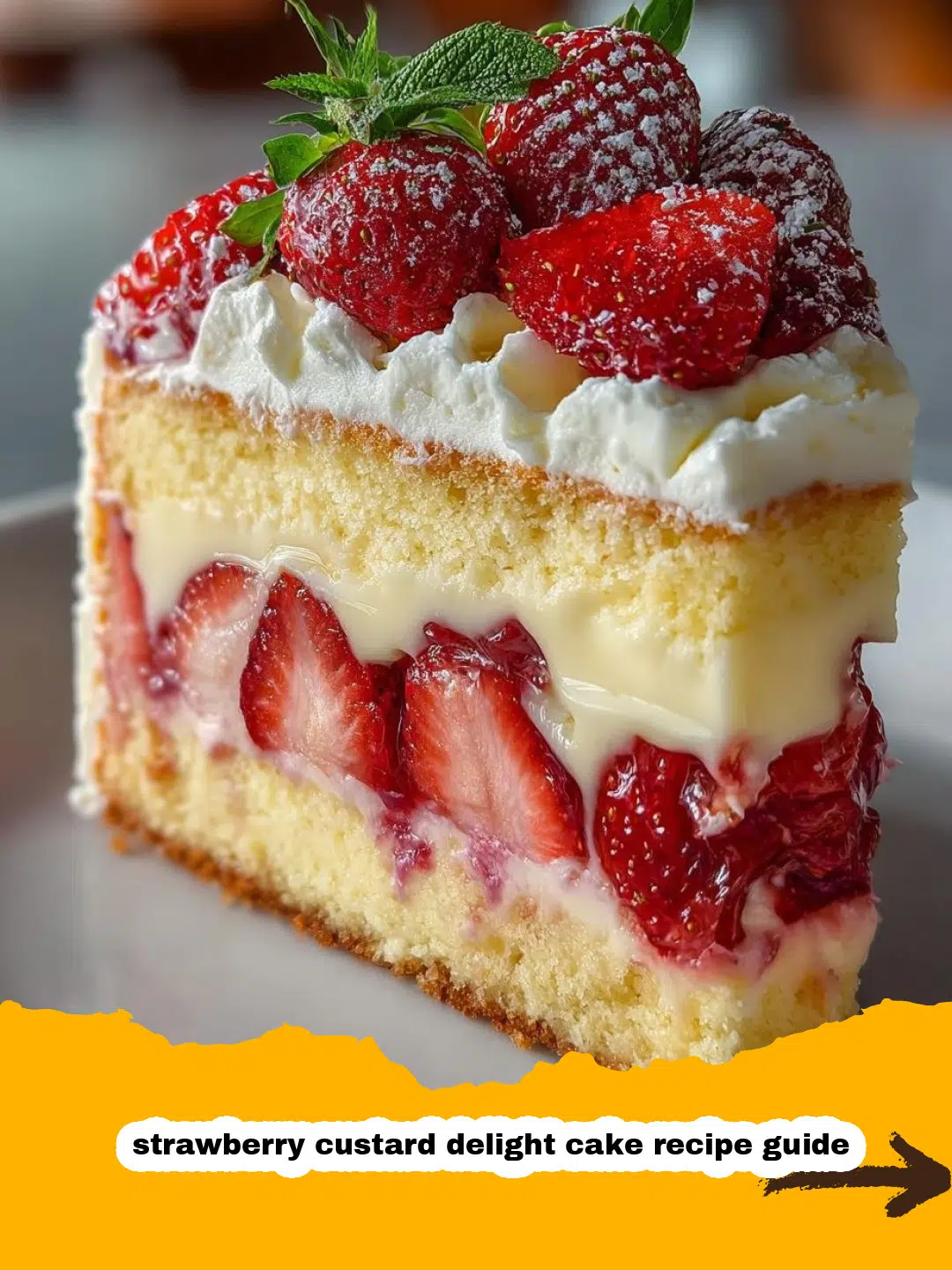 Strawberry Custard Delight Cake Assembly Process Assembling a Strawberry Custard Delight Cake with creamy filling and fresh berries